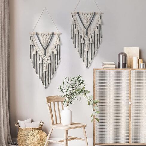 لوحة فنية جدارية من فاشيون ستورم بوهو مكرامية للتعليق على الحائط (عاجي ورمادي) in Kuwait