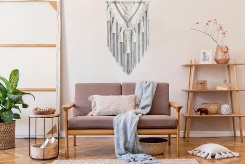 لوحة فنية جدارية من فاشيون ستورم بوهو مكرامية للتعليق على الحائط (عاجي ورمادي) in Kuwait