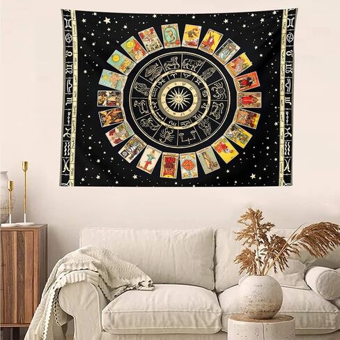XGXL نسيج التارو زودياك نسيج - نسيج التنجيم لغرفة النوم بطانية جمالية أسود كوكبة نسيج مانتا دي التارو كلية غرفة النوم ديكور مفرش المائدة نفسية in Kuwait