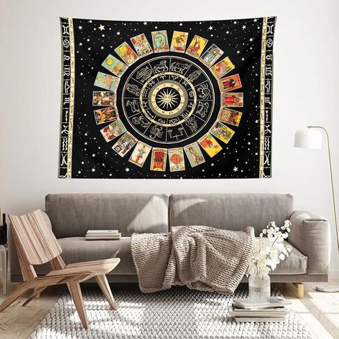 XGXL نسيج التارو زودياك نسيج - نسيج التنجيم لغرفة النوم بطانية جمالية أسود كوكبة نسيج مانتا دي التارو كلية غرفة النوم ديكور مفرش المائدة نفسية in Kuwait