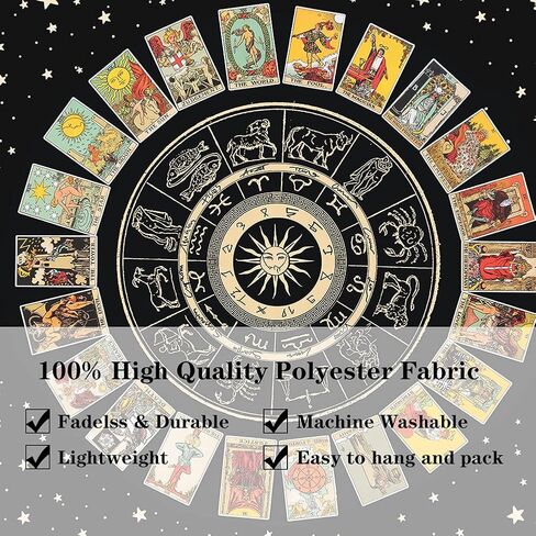 XGXL نسيج التارو زودياك نسيج - نسيج التنجيم لغرفة النوم بطانية جمالية أسود كوكبة نسيج مانتا دي التارو كلية غرفة النوم ديكور مفرش المائدة نفسية in Kuwait
