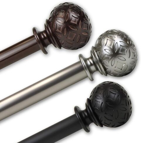 Rod Desyne 1" Odelia Curtain Rod, 120-170", Black in Saudi Arabia