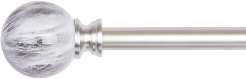 Marble Ball Appearance Finials Curtain Rod Set, Plastic ends, 28 to 48 Inch，3/4-inch Diameter Telescoping Drapery Curtain Rod， Brown in Kuwait