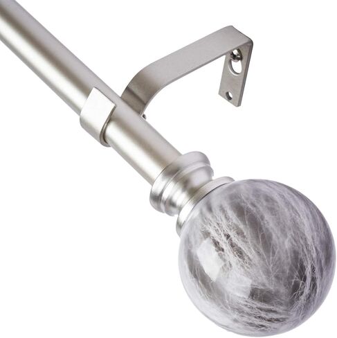 Marble Ball Appearance Finials Curtain Rod Set, Plastic ends, 28 to 48 Inch，3/4-inch Diameter Telescoping Drapery Curtain Rod， Brown in Kuwait