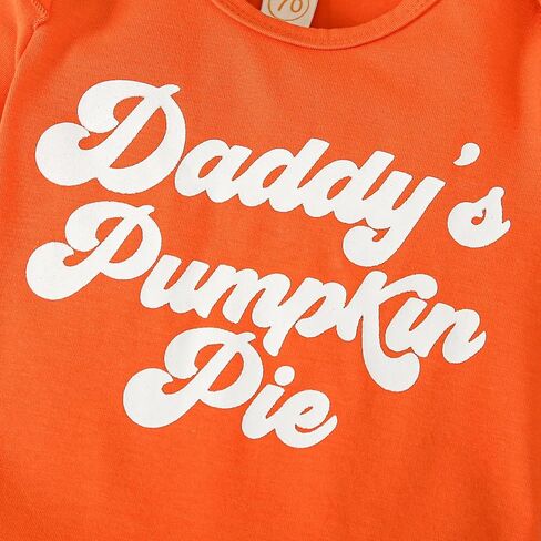 Baby Girl Thanksgiving Outfit Pumpkin Pie Romper+Flare Pants Newborn Girl Turkey Day Clothes 0-18 Months in Saudi Arabia