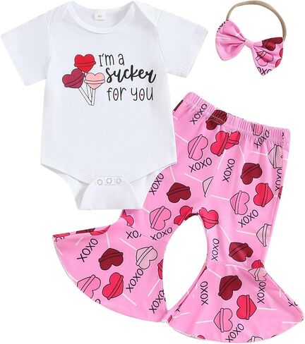 Ledy Champswiin Newborn Baby Girl Christmas Outfits 3 6 12 18 Months Romper + Bell-bottoms + Headband Infant Girl Clothes Set in Saudi Arabia