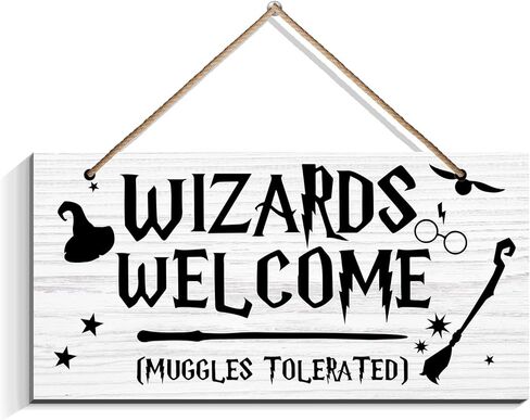 Wizards Welcome Muggles Tolerated Door Signs - Hanging Printed Wall Plaque Wood Signs，Funny Welcome Sign for Home Decor Gift，Halloween, Christmas decorations（6 x 12） in Kuwait