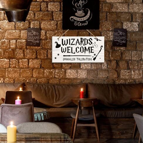 Wizards Welcome Muggles Tolerated Door Signs - Hanging Printed Wall Plaque Wood Signs，Funny Welcome Sign for Home Decor Gift，Halloween, Christmas decorations（6 x 12） in Kuwait