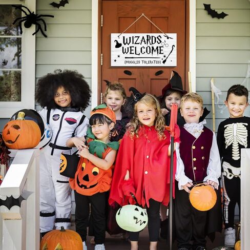 Wizards Welcome Muggles Tolerated Door Signs - Hanging Printed Wall Plaque Wood Signs，Funny Welcome Sign for Home Decor Gift，Halloween, Christmas decorations（6 x 12） in Kuwait