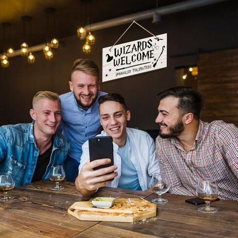 Wizards Welcome Muggles Tolerated Door Signs - Hanging Printed Wall Plaque Wood Signs，Funny Welcome Sign for Home Decor Gift，Halloween, Christmas decorations（6 x 12） in Kuwait