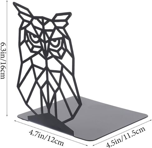 Cabilock 1 Pair Metal Bookends Tabletop Bookshelf Hand Decor Reading Book Ends Book Stand Owl Bookend Multifunction Decorate Study Book Reading Rack Iron Student Black Vintage Shelf in Saudi Arabia