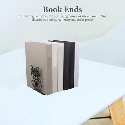 Cabilock 1 Pair Metal Bookends Tabletop Bookshelf Hand Decor Reading Book Ends Book Stand Owl Bookend Multifunction Decorate Study Book Reading Rack Iron Student Black Vintage Shelf in Saudi Arabia