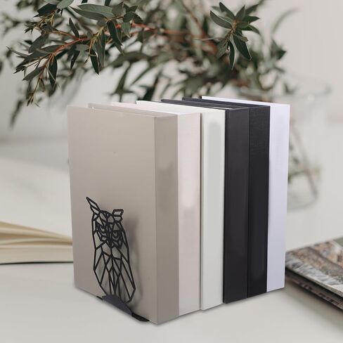 Cabilock 1 Pair Metal Bookends Tabletop Bookshelf Hand Decor Reading Book Ends Book Stand Owl Bookend Multifunction Decorate Study Book Reading Rack Iron Student Black Vintage Shelf in Saudi Arabia
