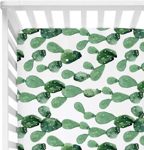 ملاءات سرير الأطفال من Sahaler Succulents للأولاد والبنات، ملاءات مرتبة سرير أطفال مناسبة للصبار بألوان مائية، هدية طفل بوهو، فراش الحضانة يناسب مرتبة سرير الأطفال القياسية مقاس 28 × 52 (الصبار الأخضر) in Kuwait