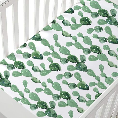 ملاءات سرير الأطفال من Sahaler Succulents للأولاد والبنات، ملاءات مرتبة سرير أطفال مناسبة للصبار بألوان مائية، هدية طفل بوهو، فراش الحضانة يناسب مرتبة سرير الأطفال القياسية مقاس 28 × 52 (الصبار الأخضر) in Kuwait