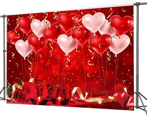 CHAIYA 7x5ft عيد الحب خلفية حمراء بريق بالونات الحب الأحبة رومانسية عاشق التصوير خلفية رومانسية وردة حمراء الزهور خوخه عيد الحب الزفاف دش حزب راية CY-202 in Saudi Arabia