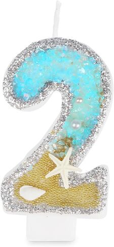 Birthday Candles Number 1 Candle, Handmade Numeral Candle Cake Topper, Perfect for Mermaid Theme Baby Shark Theme Finding Nemo Theme Birthday Party Favors Decorations in Kuwait