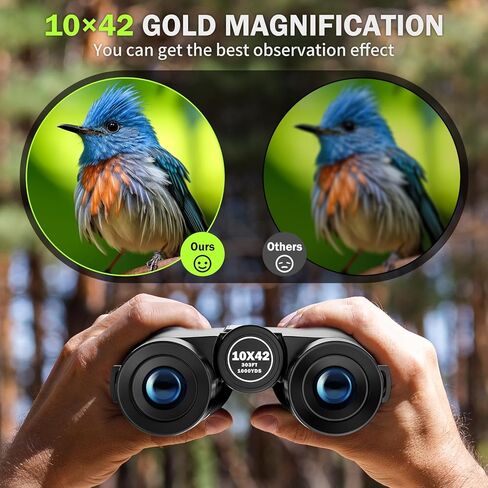مناظير BEBANG للبالغين 10x42 مناظير مقاومة للماء عالية الطاقة لمشاهدة الطيور والصيد والسفر ومشاهدة النجوم والرياضة والحياة البرية ومجموعة مشرقة وواضحة من الرؤية in Kuwait