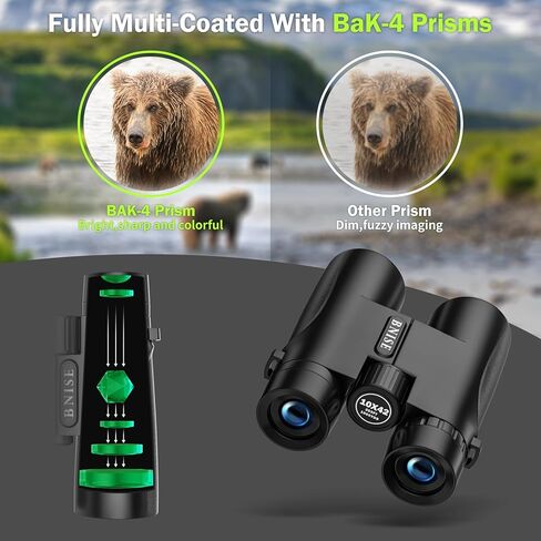 مناظير BEBANG للبالغين 10x42 مناظير مقاومة للماء عالية الطاقة لمشاهدة الطيور والصيد والسفر ومشاهدة النجوم والرياضة والحياة البرية ومجموعة مشرقة وواضحة من الرؤية in Kuwait
