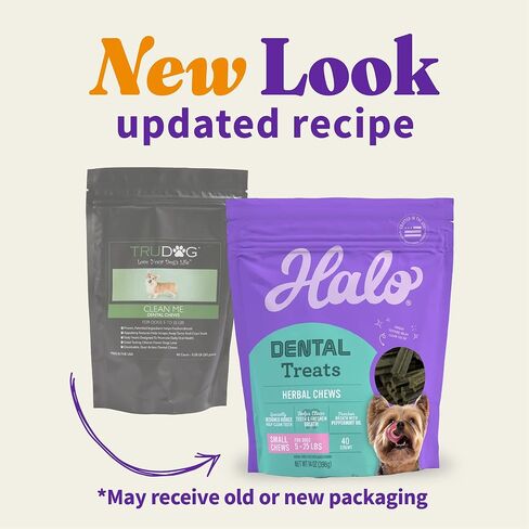 Halo Herbal Dental Treats, Natural, Dental Health, for Small Dogs 5 to 25 lbs, 14-OZ Pouch, (40 count) in Saudi Arabia
