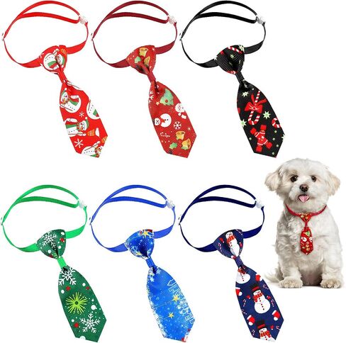 Frienda 6 Pieces Christmas Dog Ties Adjustable Small Pet Bow Tie Xmas Puppy Neckties for Christmas Festival Dog Grooming Accessories in Saudi Arabia
