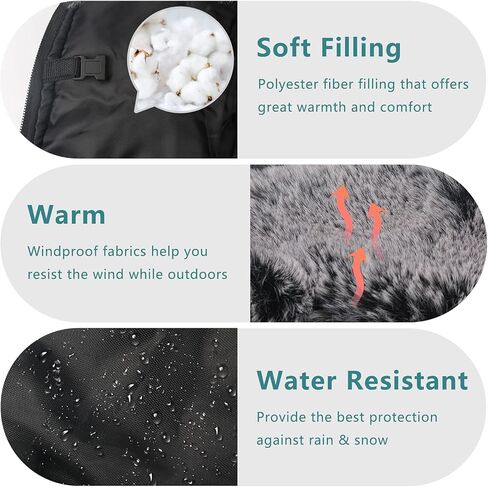 Etdane Dog Winter Coat Waterproof Pet Snow Jacket Reflective Doggy Puffer Vest with Harness Adjustable Furry Collar for Hiking Outdoor Gray/6XL in Kuwait