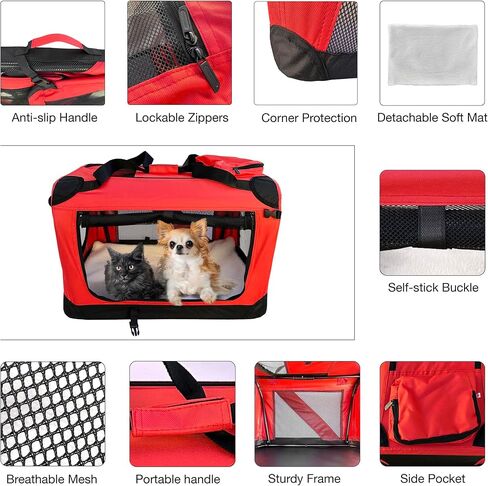 3-Door Collapsible Travel Soft Crate, Dogs & Cats Soft-Sided Kennel, in Saudi Arabia
