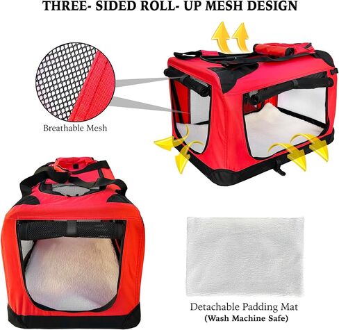3-Door Collapsible Travel Soft Crate, Dogs & Cats Soft-Sided Kennel, in Saudi Arabia