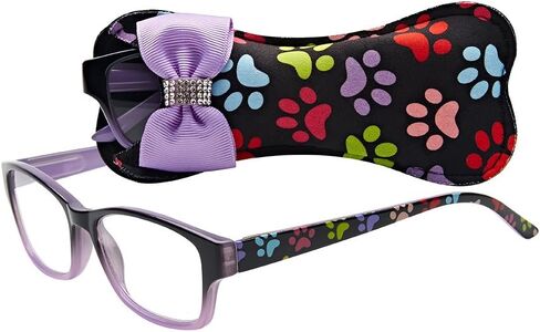 Select-A-Vision Dog Bone Square Reading Glasses w/Colorful Pawprints, Blue, 1.25 in Saudi Arabia