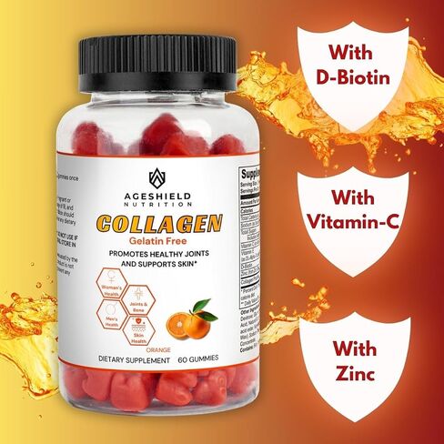 AgeShield Collagen Peptide Gummies، يعزز صحة الشعر والأظافر والجلد والعظام والمفاصل مع فيتامين C والزنك in Saudi Arabia