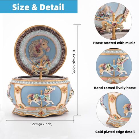 Merry-Go-Round Carousel Music Box with LED Lights Horse Musical Box Festival & Happy Birthday Gift Valentine's Gift for Girls Women (Sprited Away) in Saudi Arabia