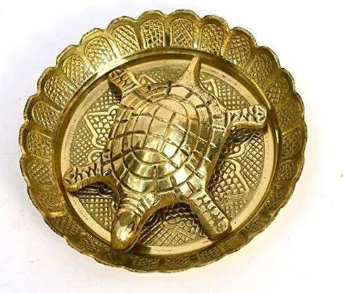 سلحفاة مع طبق سلحفاة مع طبق من النحاس النقي الافضل لتزيين المكتب، تمثال فينغ شوي المعدني لوحة مياه معدنية فاستو ليفينغ والثروة والصحة والحظ السعيد in Kuwait