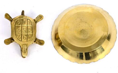 سلحفاة مع طبق سلحفاة مع طبق من النحاس النقي الافضل لتزيين المكتب، تمثال فينغ شوي المعدني لوحة مياه معدنية فاستو ليفينغ والثروة والصحة والحظ السعيد in Kuwait