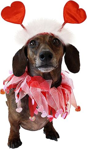 زي تنكري للكلاب لعيد الحب من اوسيجوبيك، شريط راس على شكل قلب للحيوانات الاليفة للكلاب والقطط، لوازم عيد الحب in Kuwait
