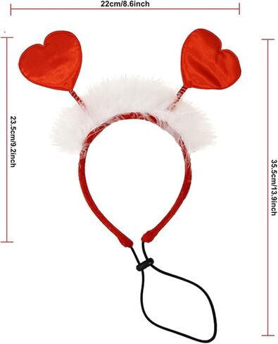 زي تنكري للكلاب لعيد الحب من اوسيجوبيك، شريط راس على شكل قلب للحيوانات الاليفة للكلاب والقطط، لوازم عيد الحب in Kuwait