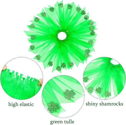 Weewooday 3 Pieces St. Patrick's Day Dog Costume Mardi Gras Girl Dog Tutu Skirt and Bowtie Headband Fancy Collar for Small Dog Costume Decorations Supplies, Green in Saudi Arabia