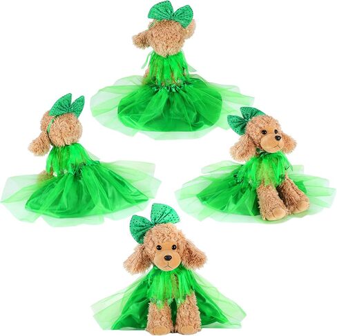 Weewooday 3 Pieces St. Patrick's Day Dog Costume Mardi Gras Girl Dog Tutu Skirt and Bowtie Headband Fancy Collar for Small Dog Costume Decorations Supplies, Green in Saudi Arabia