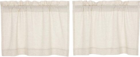 VHC Brands Simple Life Flax Natural Country Farmhouse Kitchen Window Curtain Tier Set of 2 L24xW36 in Saudi Arabia