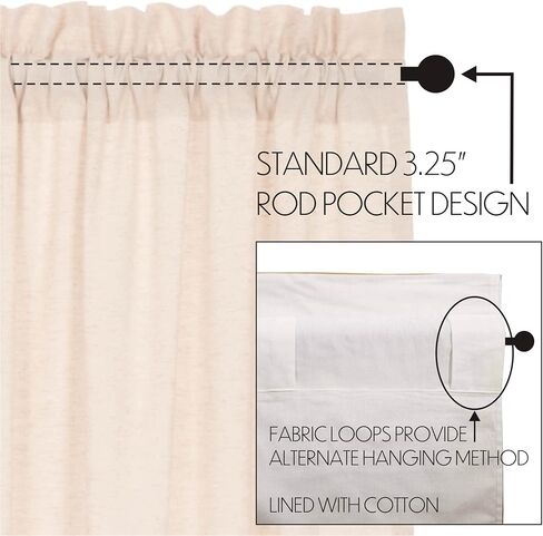 VHC Brands Simple Life Flax Natural Country Farmhouse Kitchen Window Curtain Tier Set of 2 L24xW36 in Saudi Arabia