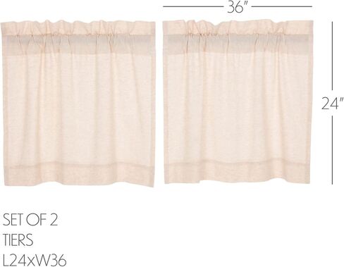 VHC Brands Simple Life Flax Natural Country Farmhouse Kitchen Window Curtain Tier Set of 2 L24xW36 in Saudi Arabia