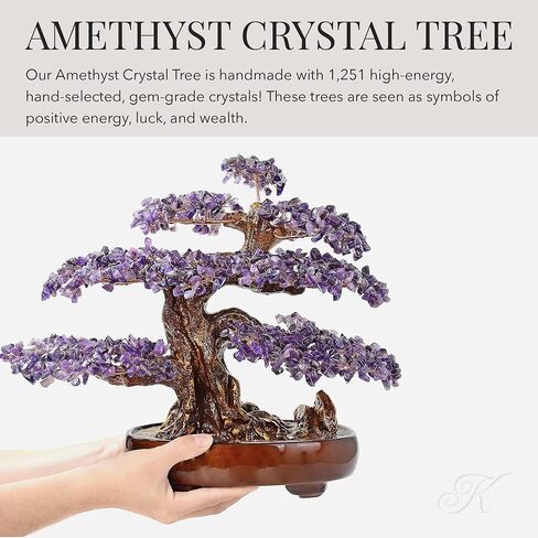 KALIFANO Natural Amethyst (1,251 Gemstone Count) Chakra Crystal Tree with Healing Properties - Bonsai Feng Shui Money Tree for Positive Energy, Luck and Wealth - 14" in Saudi Arabia