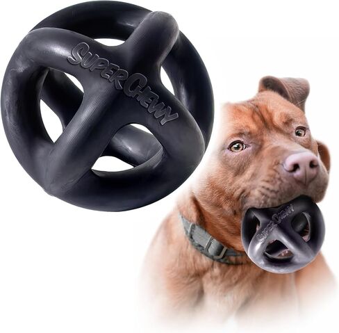 SuperChewy Extreme Strong Cage Ball for Dogs | Lifetime Replacement Guarantee | Virtually Indestructible Safe Natural Rubber | Tough Chew Toy for Aggressive Chewers | Heavy Duty for Medium Large Breed in Saudi Arabia