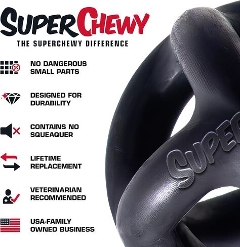 SuperChewy Extreme Strong Cage Ball for Dogs | Lifetime Replacement Guarantee | Virtually Indestructible Safe Natural Rubber | Tough Chew Toy for Aggressive Chewers | Heavy Duty for Medium Large Breed in Saudi Arabia