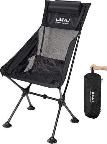 Lightweight Camping Folding Chair with Detachable Soft Pillow, 600D Oxford Fabric, Durable Aluminum Alloy Frame, Easy to Storage and Carry, Suit for Camping, Hiking, Go to Beach (Black) in Saudi Arabia