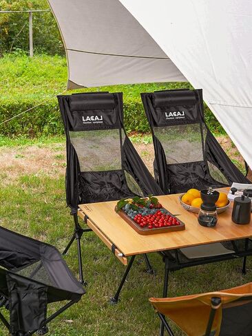 Lightweight Camping Folding Chair with Detachable Soft Pillow, 600D Oxford Fabric, Durable Aluminum Alloy Frame, Easy to Storage and Carry, Suit for Camping, Hiking, Go to Beach (Black) in Saudi Arabia