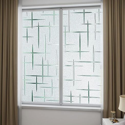 فيلم نافذة متجمد بدون غراء، ملصقات نافذة للخصوصية للنجوم، شارات نافذة مزخرفة ملطخة، ملصق نافذة لاصق ثابت للحماية من الأشعة فوق البنفسجية للمكتب المنزلي (35.4 × 78.7 بوصة) in Kuwait