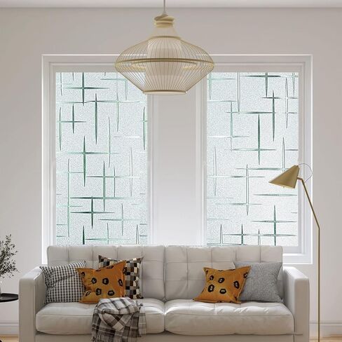 فيلم نافذة متجمد بدون غراء، ملصقات نافذة للخصوصية للنجوم، شارات نافذة مزخرفة ملطخة، ملصق نافذة لاصق ثابت للحماية من الأشعة فوق البنفسجية للمكتب المنزلي (35.4 × 78.7 بوصة) in Kuwait