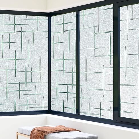 فيلم نافذة متجمد بدون غراء، ملصقات نافذة للخصوصية للنجوم، شارات نافذة مزخرفة ملطخة، ملصق نافذة لاصق ثابت للحماية من الأشعة فوق البنفسجية للمكتب المنزلي (35.4 × 78.7 بوصة) in Kuwait