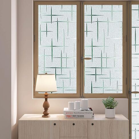 فيلم نافذة متجمد بدون غراء، ملصقات نافذة للخصوصية للنجوم، شارات نافذة مزخرفة ملطخة، ملصق نافذة لاصق ثابت للحماية من الأشعة فوق البنفسجية للمكتب المنزلي (35.4 × 78.7 بوصة) in Kuwait