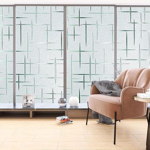 فيلم نافذة متجمد بدون غراء، ملصقات نافذة للخصوصية للنجوم، شارات نافذة مزخرفة ملطخة، ملصق نافذة لاصق ثابت للحماية من الأشعة فوق البنفسجية للمكتب المنزلي (35.4 × 78.7 بوصة) in Kuwait